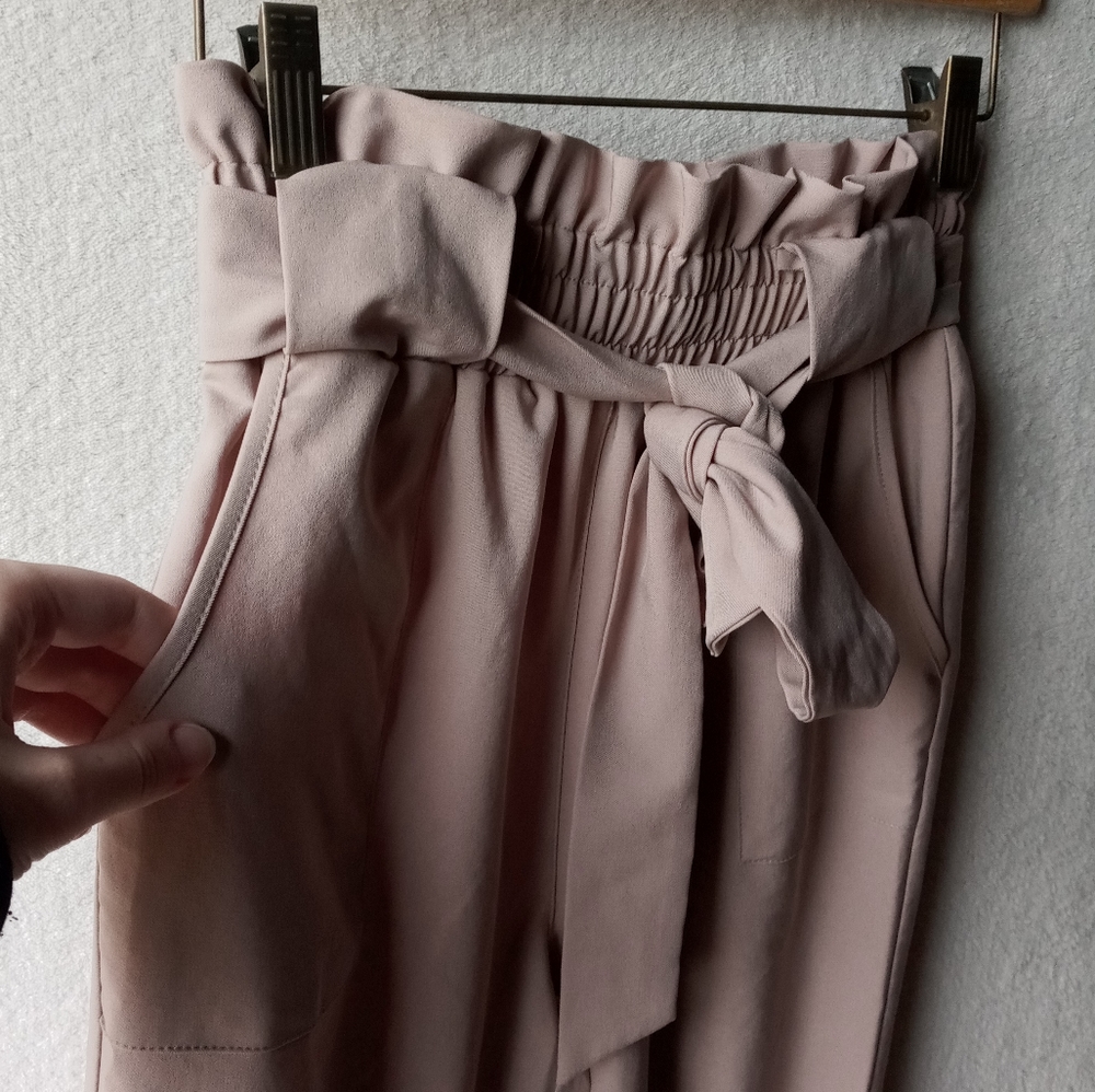 X --High Waist Paper Bag Cropped Pants Grace Karin - Picture 6 of 9